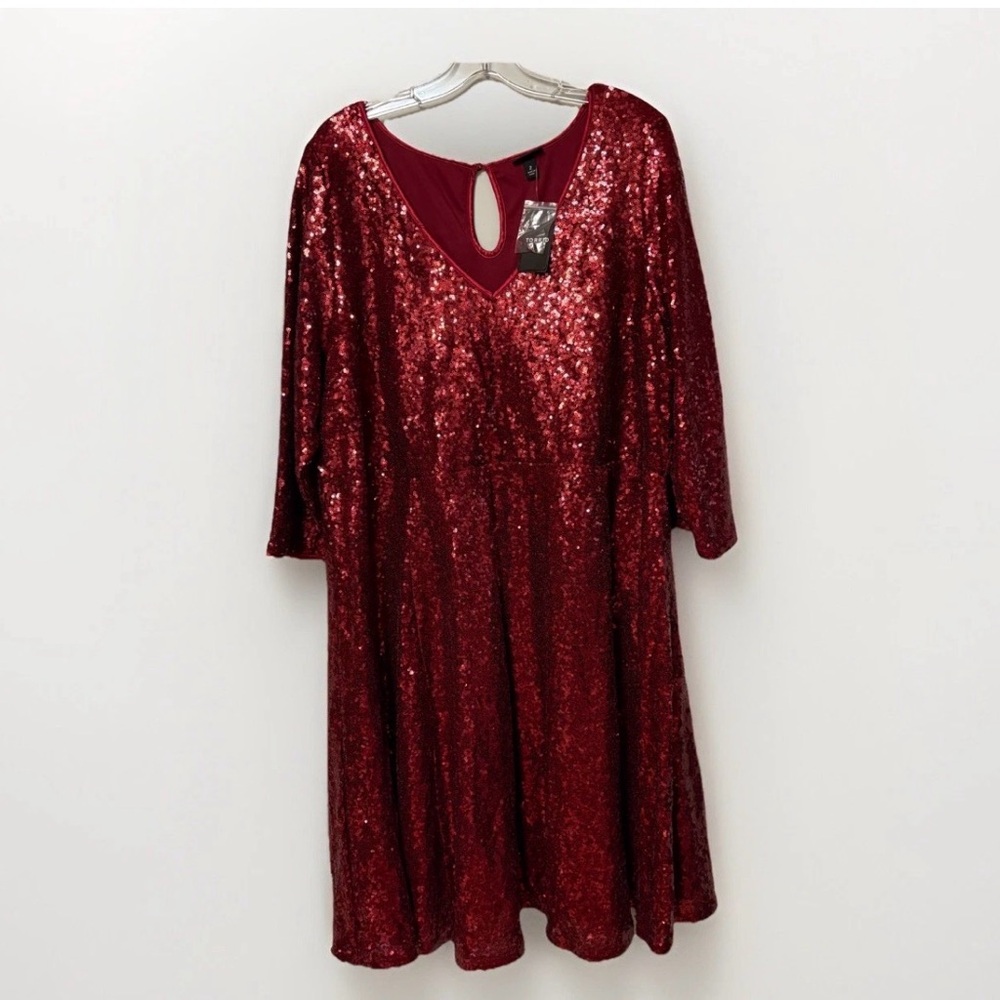NWT Torrid Size 2,XL Sequin Valentine’s Holiday Dress Burgundy Rockabilly Pinup
